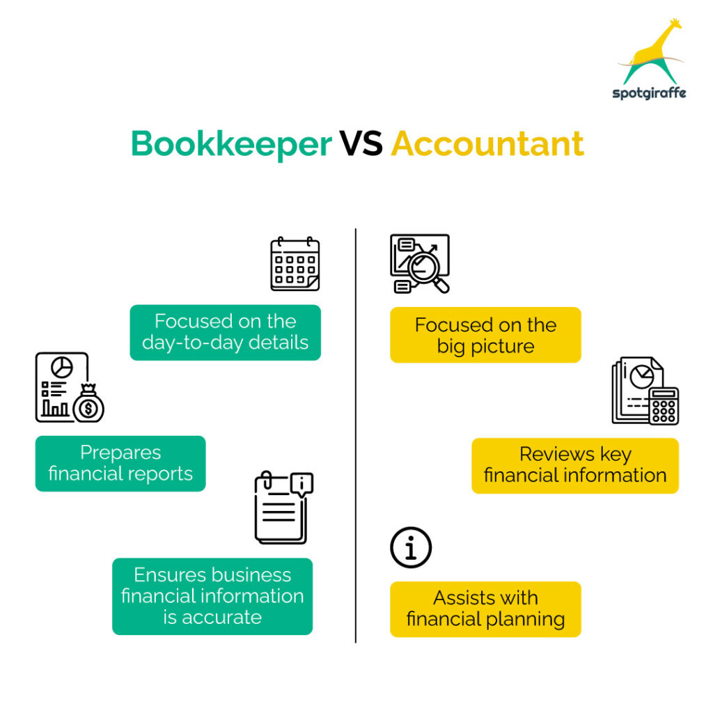 Bookkeeper vs accountant key differences