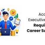 Accounts executive skills for career success illustration with finance icons.
